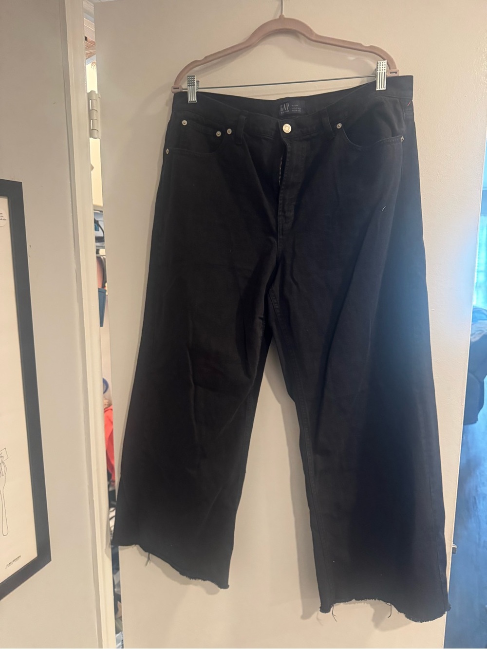 GAP Women's High Rise Black Wide Leg Jeans Size 16 Regular (33R)